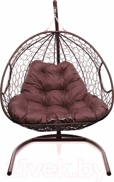 Изображение товара Кресло подвесное M-Group Для двоих / 11450202 (коричневый ротанг/бордовая подушка)