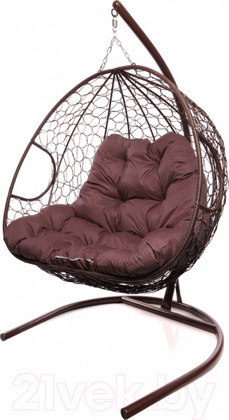 Изображение товара Кресло подвесное M-Group Для двоих / 11450202 (коричневый ротанг/бордовая подушка)