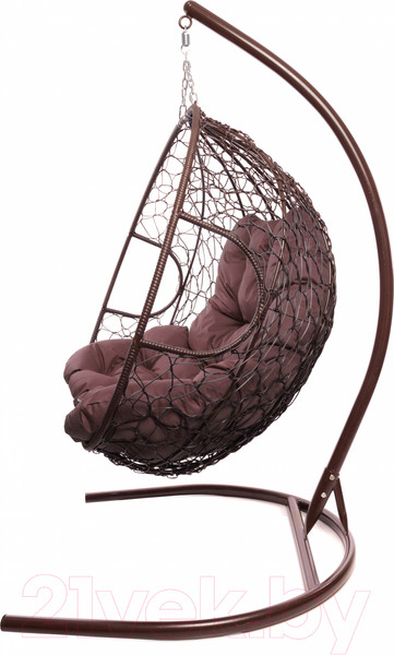 Изображение товара Кресло подвесное M-Group Для двоих / 11450202 (коричневый ротанг/бордовая подушка)