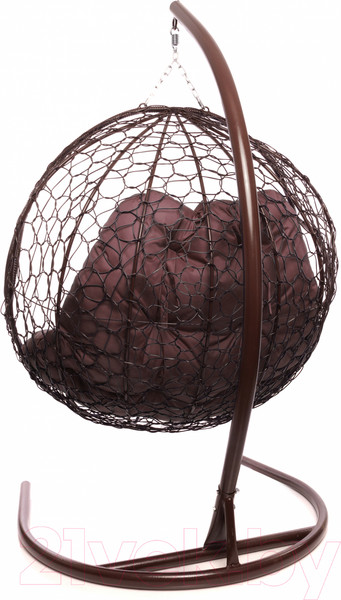 Изображение товара Кресло подвесное M-Group Для двоих / 11450202 (коричневый ротанг/бордовая подушка)