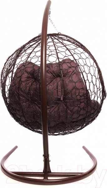 Изображение товара Кресло подвесное M-Group Для двоих / 11450202 (коричневый ротанг/бордовая подушка)
