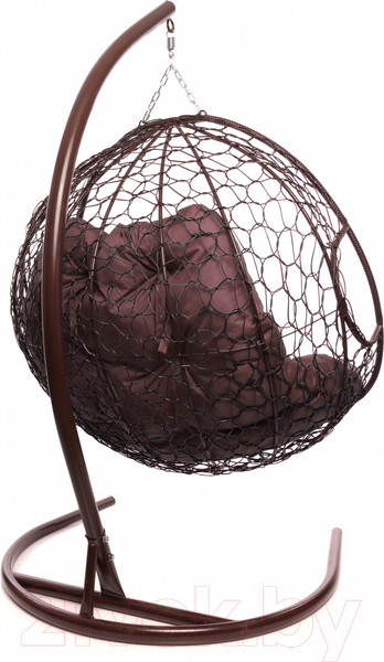 Изображение товара Кресло подвесное M-Group Для двоих / 11450202 (коричневый ротанг/бордовая подушка)