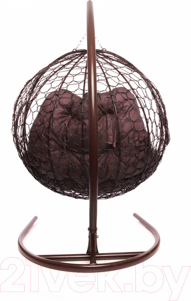 Изображение товара Кресло подвесное M-Group Для двоих / 11450202 (коричневый ротанг/бордовая подушка)