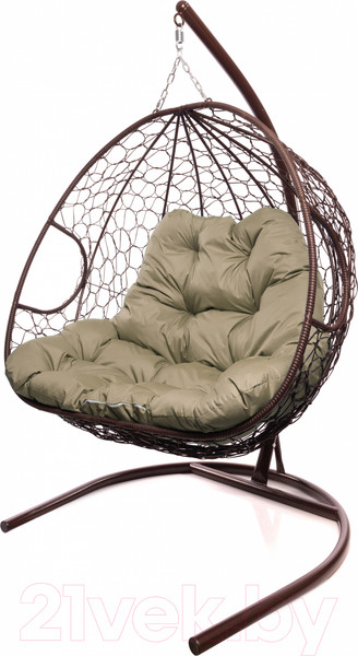 Изображение товара Кресло подвесное M-Group Для двоих / 11450201 (коричневый ротанг/бежевая подушка)