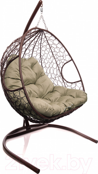 Изображение товара Кресло подвесное M-Group Для двоих / 11450201 (коричневый ротанг/бежевая подушка)