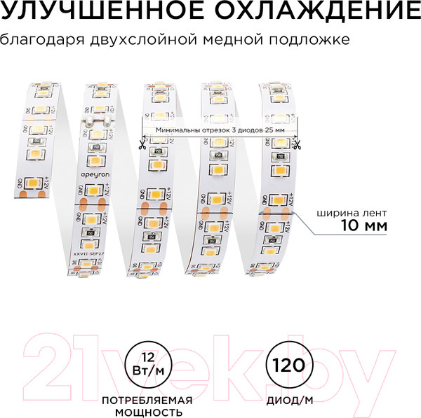 Изображение товара Светодиодная лента Apeyron Electrics СТ SMD2835 / 00-118