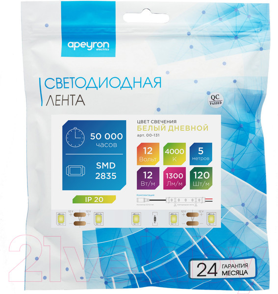 Изображение товара Светодиодная лента Apeyron Electrics СТ SMD2835 / 00-131
