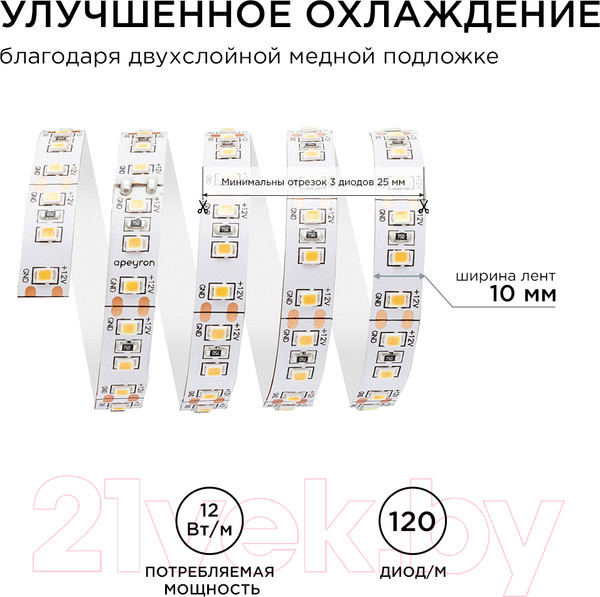 Изображение товара Светодиодная лента Apeyron Electrics СТ SMD2835 / 00-131