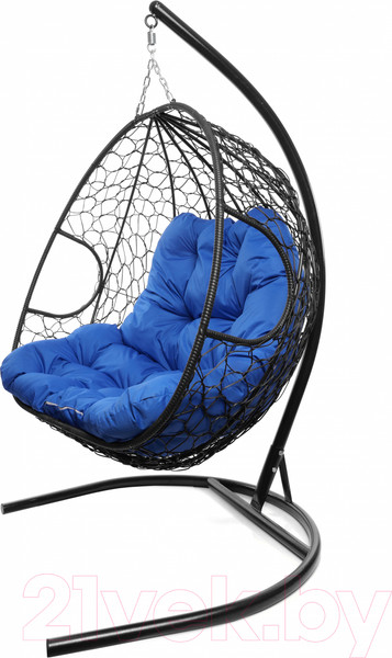 Изображение товара Кресло подвесное M-Group Для двоих / 11450410 (черный ротанг/синяя подушка)