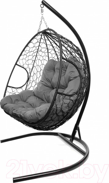 Изображение товара Кресло подвесное M-Group Для двоих / 11450409 (черный ротанг/серая подушка)