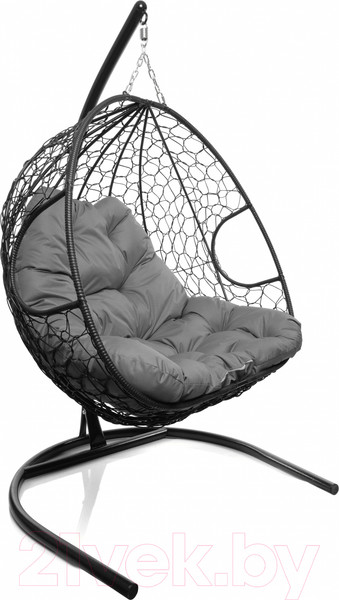 Изображение товара Кресло подвесное M-Group Для двоих / 11450409 (черный ротанг/серая подушка)