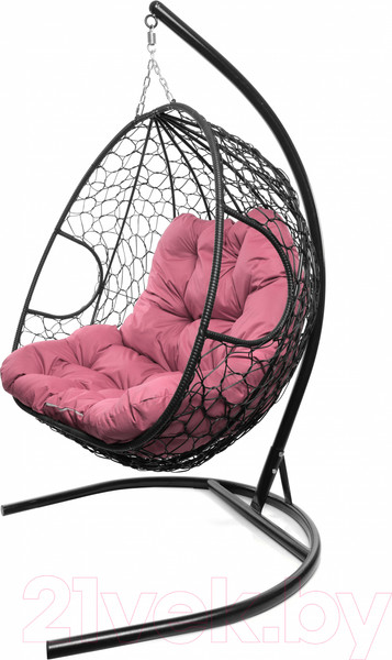 Изображение товара Кресло подвесное M-Group Для двоих / 11450408 (черный ротанг/розовая подушка)