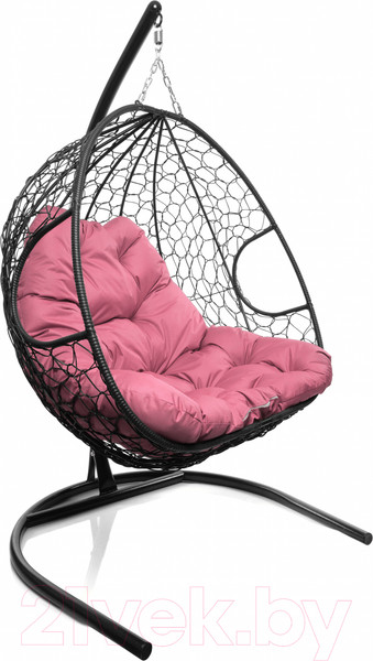 Изображение товара Кресло подвесное M-Group Для двоих / 11450408 (черный ротанг/розовая подушка)