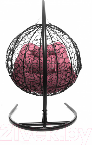 Изображение товара Кресло подвесное M-Group Для двоих / 11450408 (черный ротанг/розовая подушка)