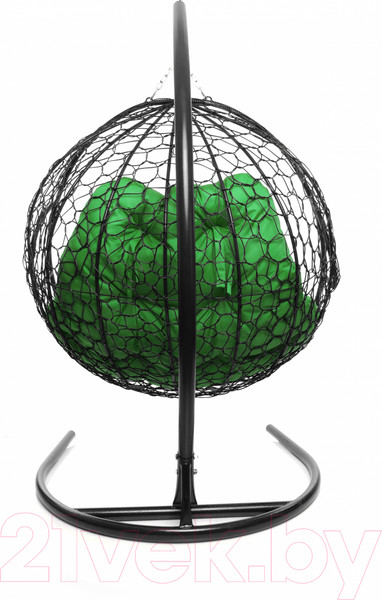 Изображение товара Кресло подвесное M-Group Для двоих / 11450404 (черный ротанг/зеленая подушка)