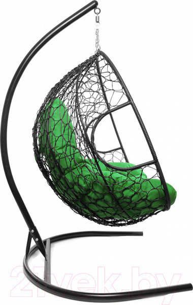 Изображение товара Кресло подвесное M-Group Для двоих / 11450404 (черный ротанг/зеленая подушка)