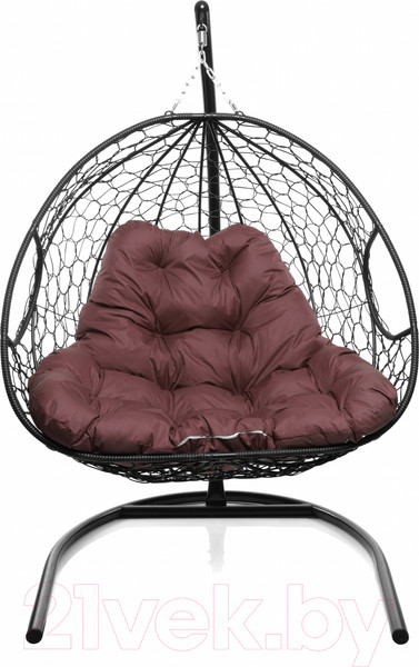 Изображение товара Кресло подвесное M-Group Для двоих / 11450402 (черный ротанг/бордовая подушка)