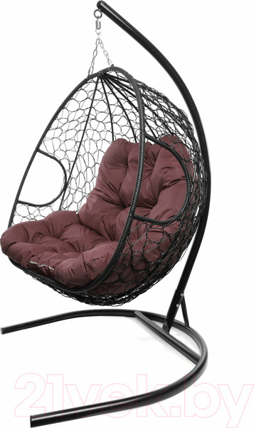 Изображение товара Кресло подвесное M-Group Для двоих / 11450402 (черный ротанг/бордовая подушка)