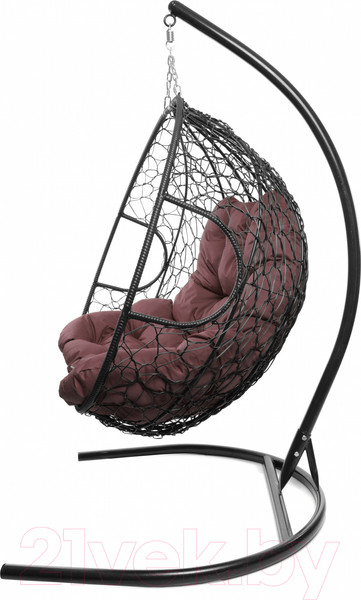 Изображение товара Кресло подвесное M-Group Для двоих / 11450402 (черный ротанг/бордовая подушка)