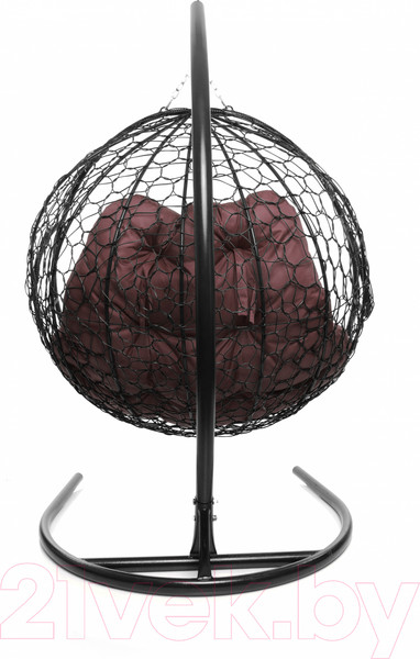 Изображение товара Кресло подвесное M-Group Для двоих / 11450402 (черный ротанг/бордовая подушка)