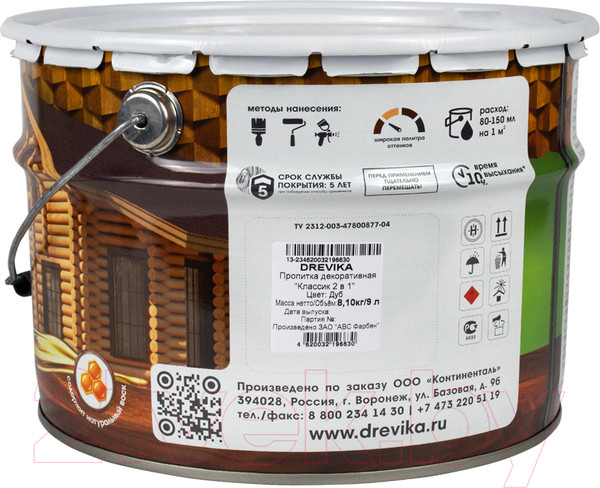 Изображение товара Пропитка для дерева Drevika 9л (дуб)