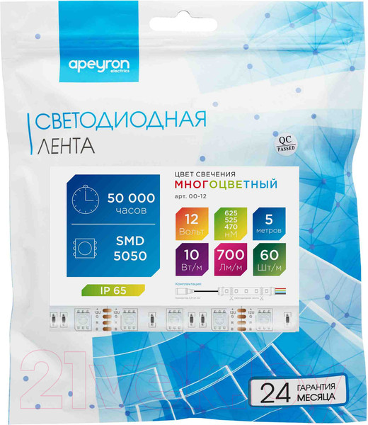 Изображение товара Светодиодная лента Apeyron Electrics СТ SMD5050 / 00-12