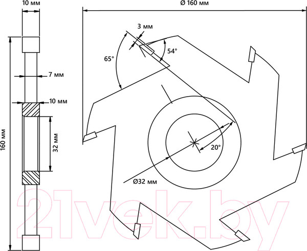 Изображение товара Фреза БЕЛМАШ 160x32x10мм / RF0044T