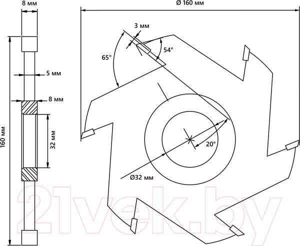 Изображение товара Фреза БЕЛМАШ 160x32x8мм / RF0042T