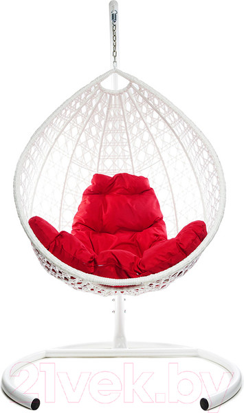 Изображение товара Кресло подвесное M-Group Капля Люкс / 11030106 (белый ротанг/красная подушка)