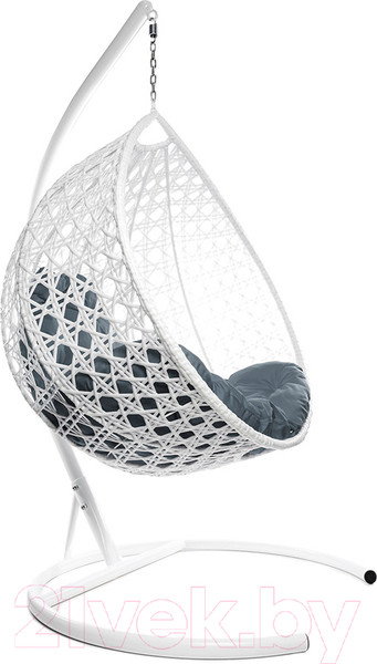 Изображение товара Кресло подвесное M-Group Капля Люкс / 11030109 (белый ротанг/серая подушка)