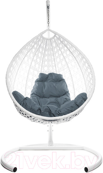 Изображение товара Кресло подвесное M-Group Капля Люкс / 11030109 (белый ротанг/серая подушка)