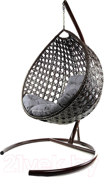 Изображение товара Кресло подвесное M-Group Капля Люкс / 11030209 (коричневый ротанг/серая подушка)