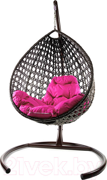 Изображение товара Кресло подвесное M-Group Капля Люкс / 11030208 (коричневый ротанг/розовая подушка)
