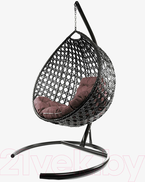 Изображение товара Кресло подвесное M-Group Капля Люкс / 11030205 (коричневый ротанг/коричневая подушка)