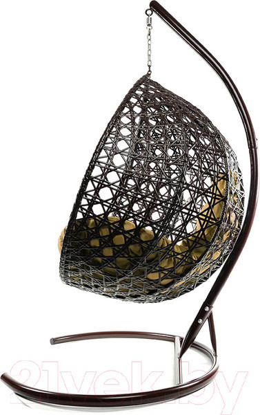 Изображение товара Кресло подвесное M-Group Капля Люкс / 11030201 (коричневый ротанг/бежевая подушка)