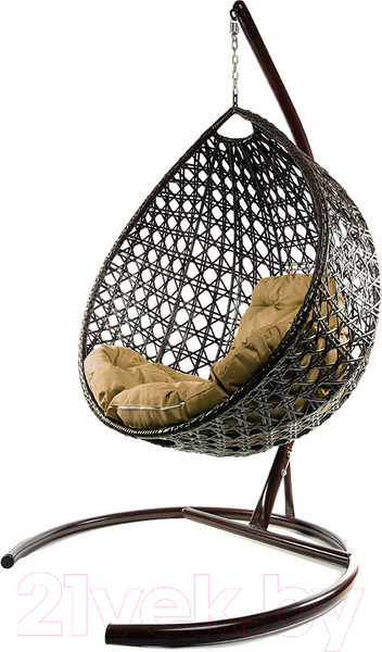 Изображение товара Кресло подвесное M-Group Капля Люкс / 11030201 (коричневый ротанг/бежевая подушка)