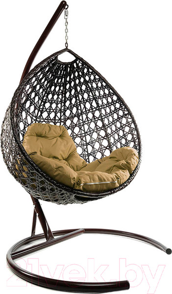 Изображение товара Кресло подвесное M-Group Капля Люкс / 11030201 (коричневый ротанг/бежевая подушка)