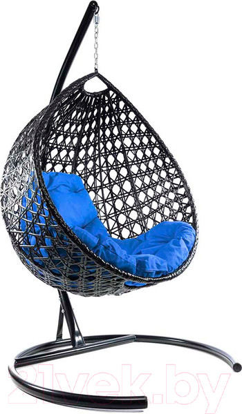 Изображение товара Кресло подвесное M-Group Капля Люкс / 11030410 (черный ротанг/синяя подушка)