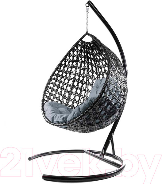 Изображение товара Кресло подвесное M-Group Капля Люкс / 11030409 (черный ротанг/серая подушка)