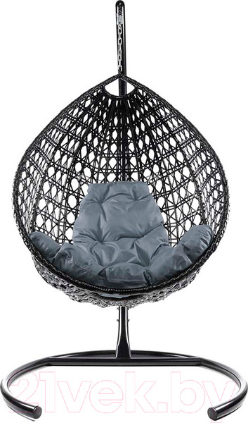 Изображение товара Кресло подвесное M-Group Капля Люкс / 11030409 (черный ротанг/серая подушка)