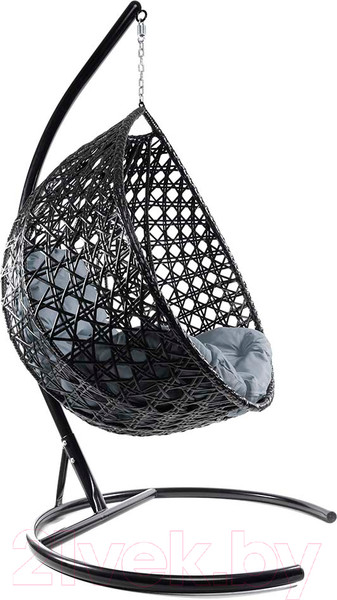 Изображение товара Кресло подвесное M-Group Капля Люкс / 11030409 (черный ротанг/серая подушка)