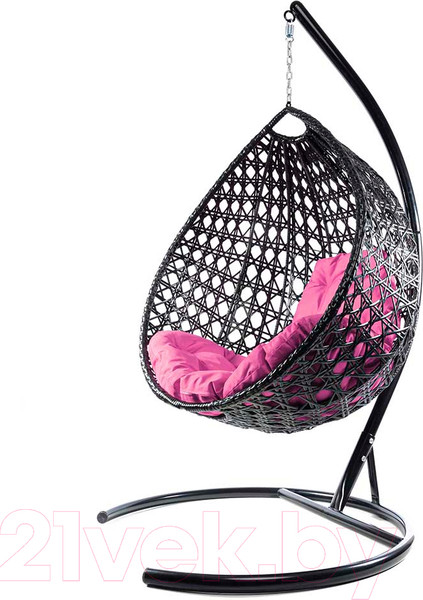 Изображение товара Кресло подвесное M-Group Капля Люкс / 11030408 (черный ротанг/розовая подушка)
