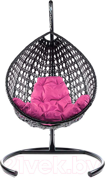 Изображение товара Кресло подвесное M-Group Капля Люкс / 11030408 (черный ротанг/розовая подушка)