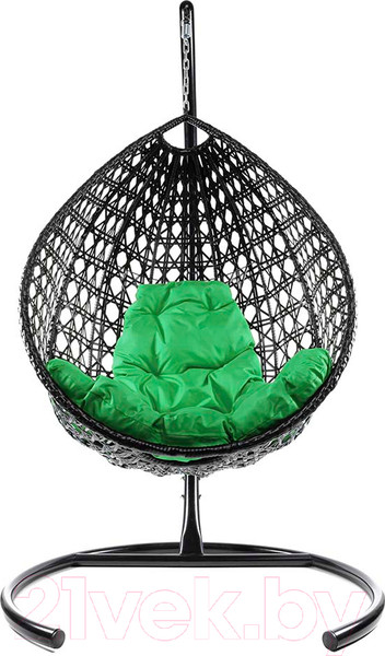 Изображение товара Кресло подвесное M-Group Капля Люкс / 11030404 (черный ротанг/зеленая подушка)