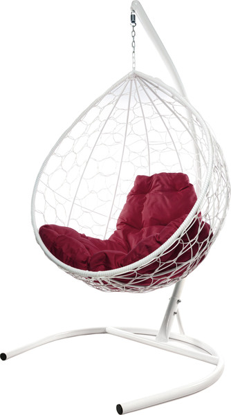 Изображение товара Кресло подвесное M-Group Капля / 11020102 (белый ротанг/бордовая подушка)