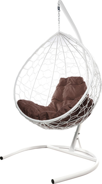 Изображение товара Кресло подвесное M-Group Капля / 11020105 (белый ротанг/коричневая подушка)