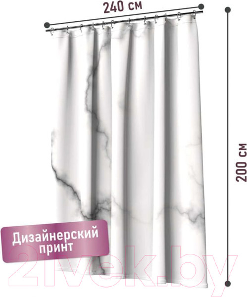 Изображение товара Шторка-занавеска для ванны FORA Marble FOR-PH-MARBLE