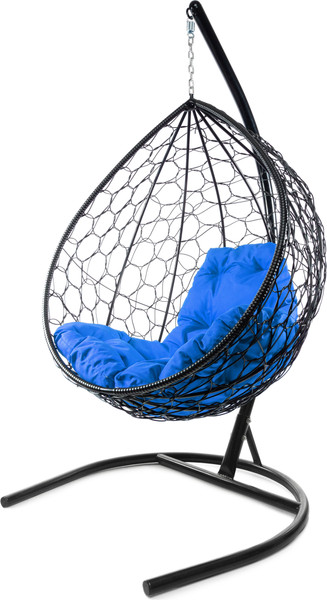 Изображение товара Кресло подвесное M-Group Капля / 11020410 (черный ротанг/синяя подушка)
