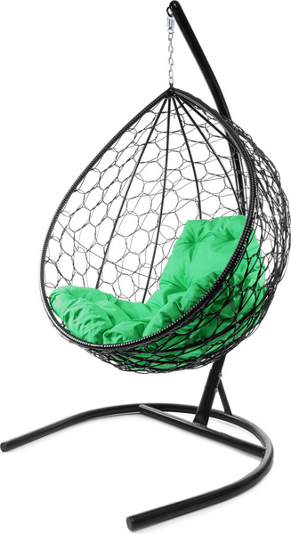 Изображение товара Кресло подвесное M-Group Капля / 11020404 (черный ротанг/зеленая подушка)