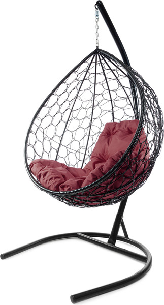 Изображение товара Кресло подвесное M-Group Капля / 11020402 (черный ротанг/бордовая подушка)